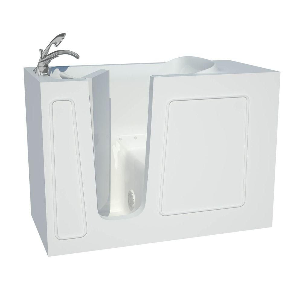 4 ft. 5-inch Fiberglass Alcove Rectangular Left Drain Walk-In Inward Swing Bathtub in White