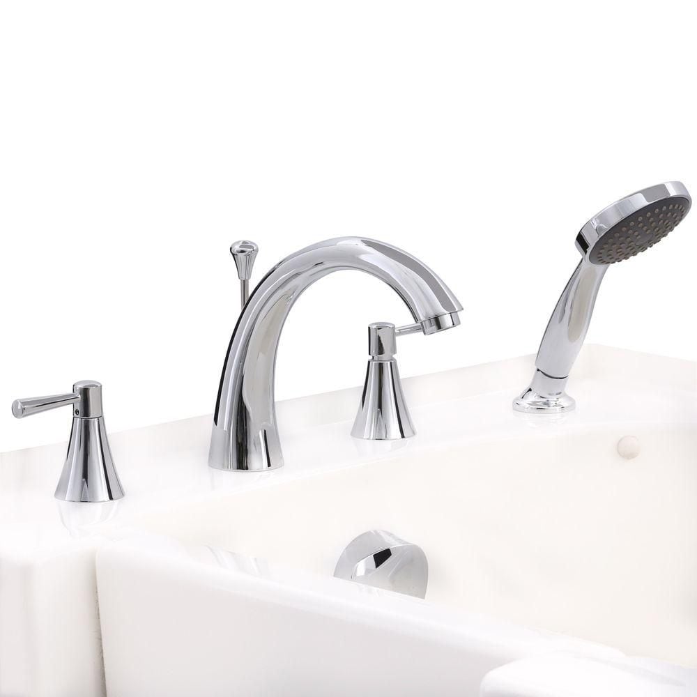Baignoire de plain-pied de 4,5 pi avec drain à gauche en blanc