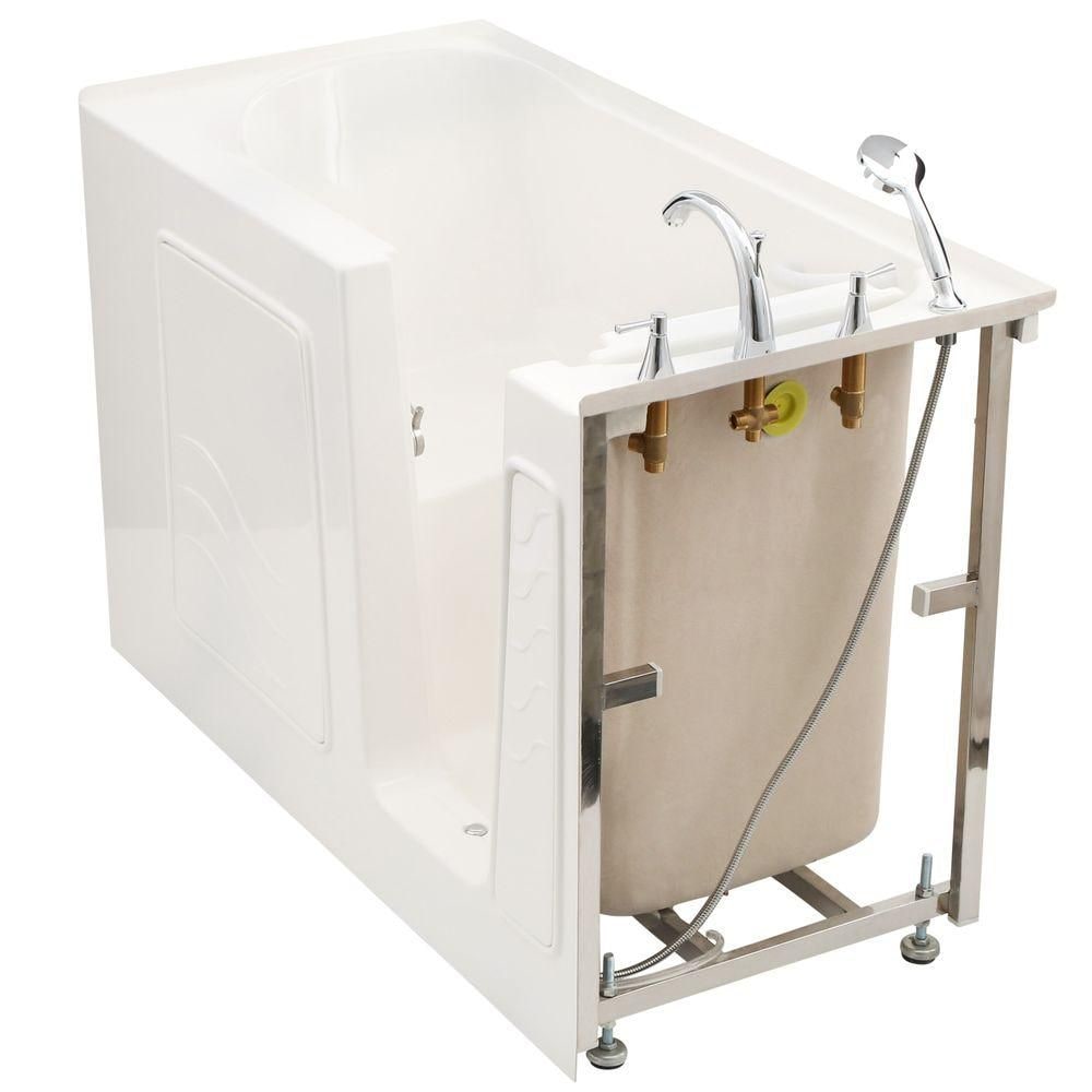 4.5 ft. Right Drain Soaking Walk-In Bathtub in White