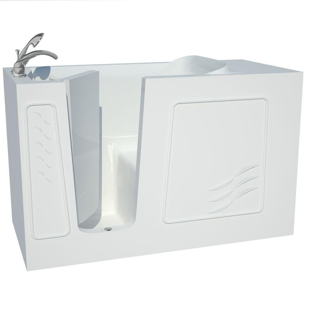 Baignoire à accès direct avec drain à gauche de 5 pi en blanc