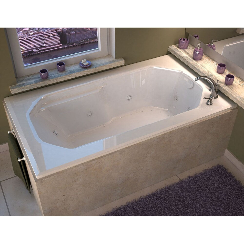 Baignoire à remous et à air rectangulaire en acrylique Onyx Diamond de 5 pi, à encastrer et à drain à droite, en blanc