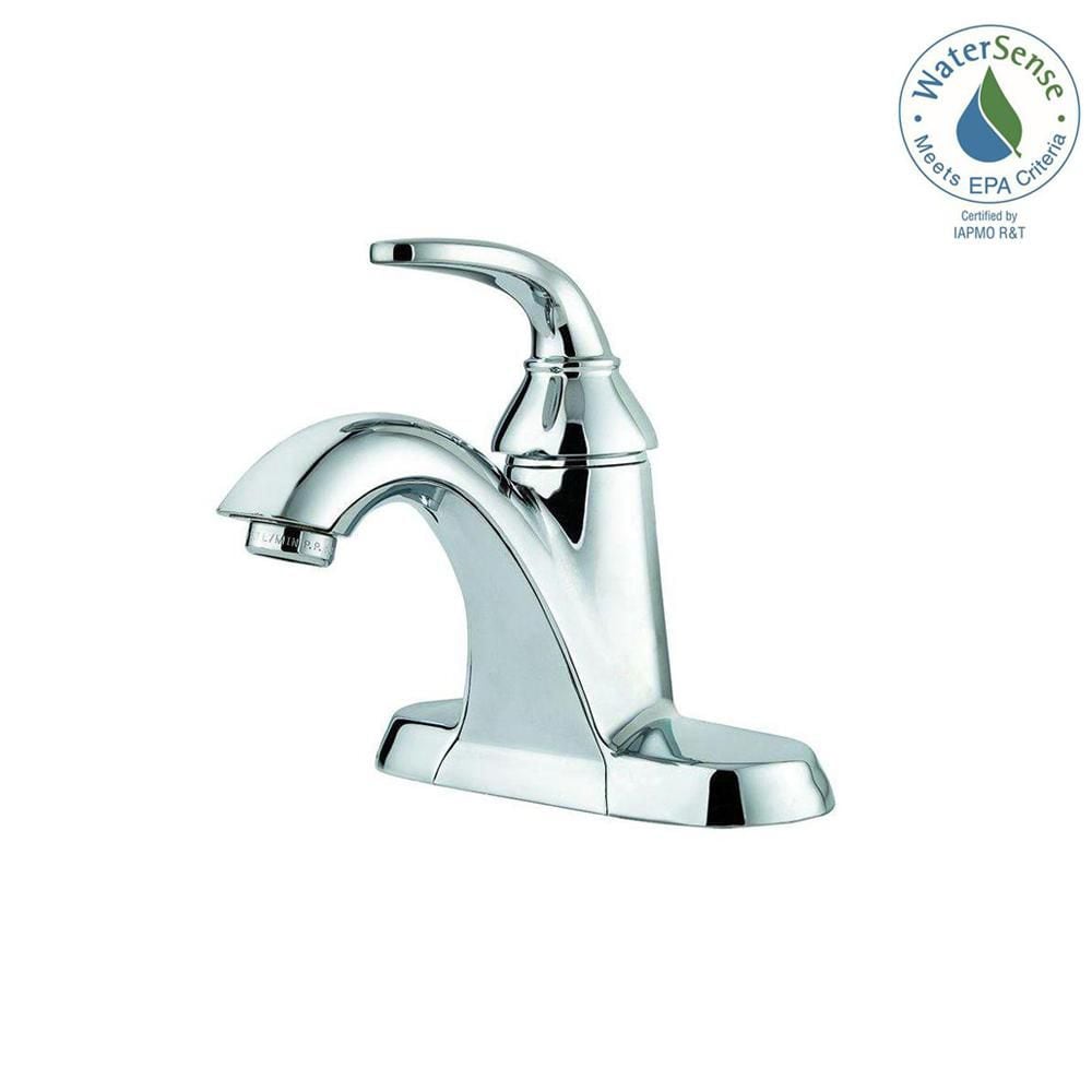 Robinet de lavabo de salle de bain à poignée unique Pasadena à 1 ou 3 trous en chrome poli