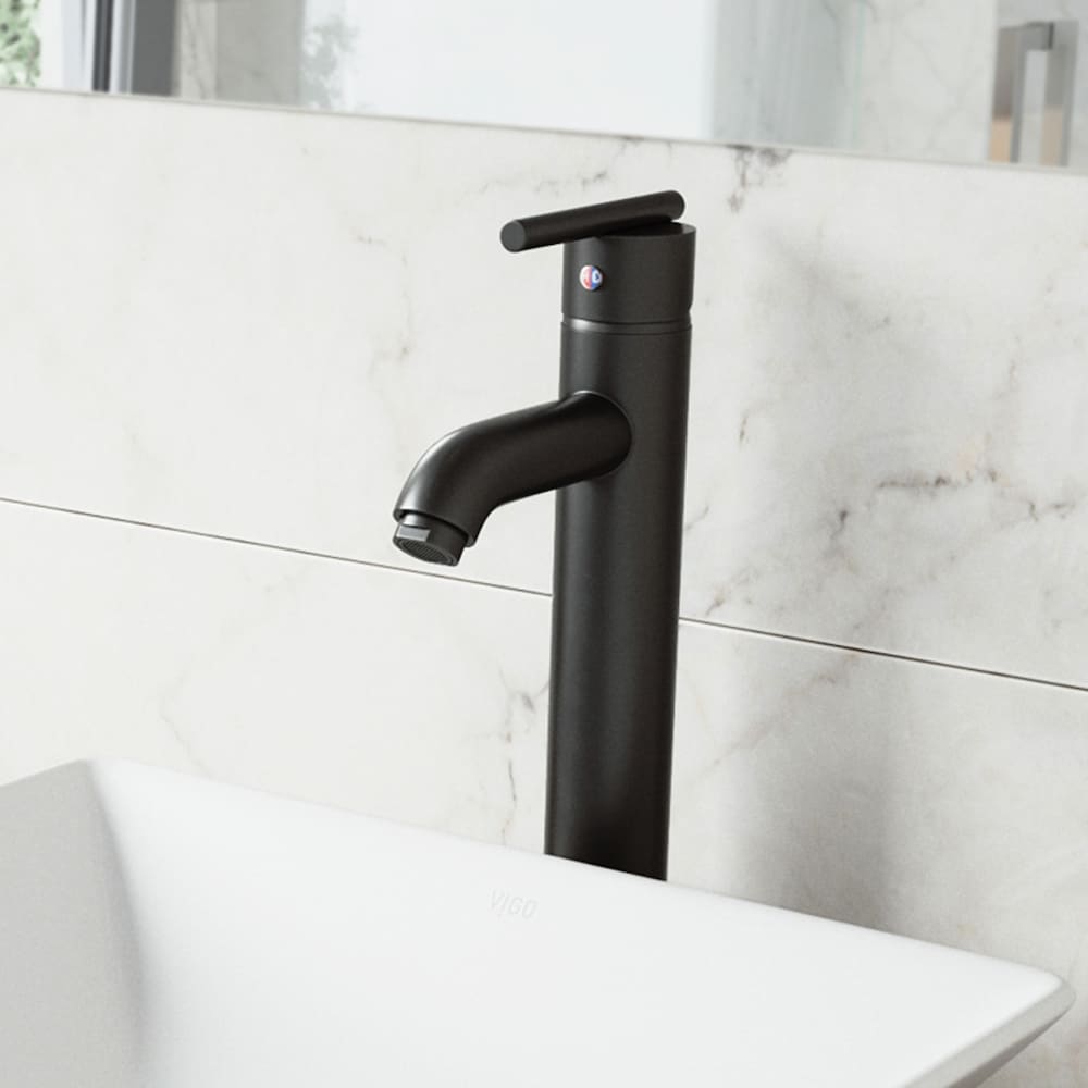 Robinet de salle de bain monotrou à poignée unique Seville en noir mat