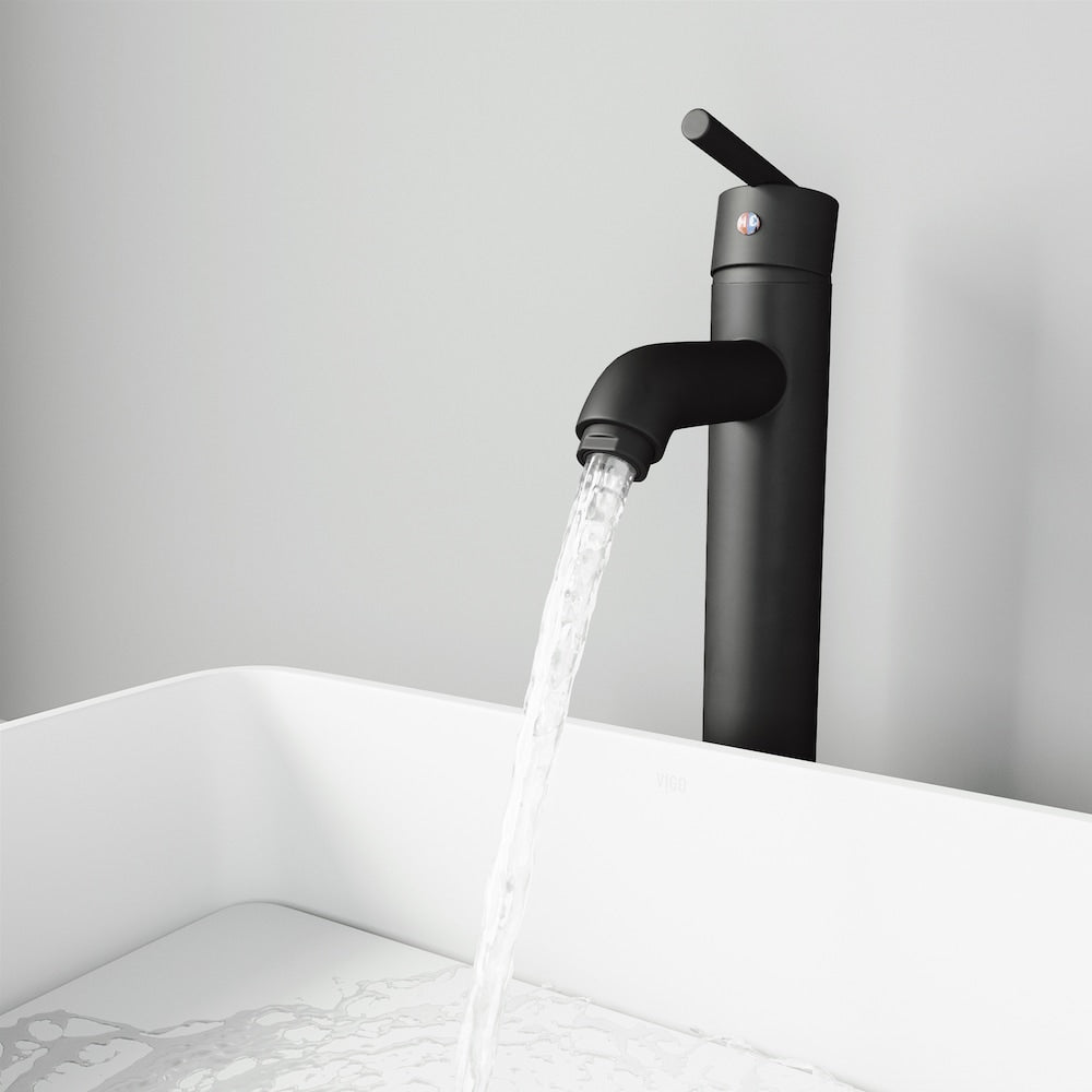 Robinet de salle de bain monotrou à poignée unique Seville en noir mat