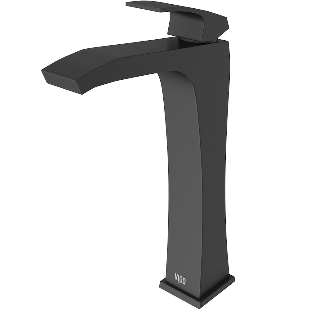 Blackstonian Single Hole Single-Handle Vessel Waterfall Bathroom Faucet in Matte Black