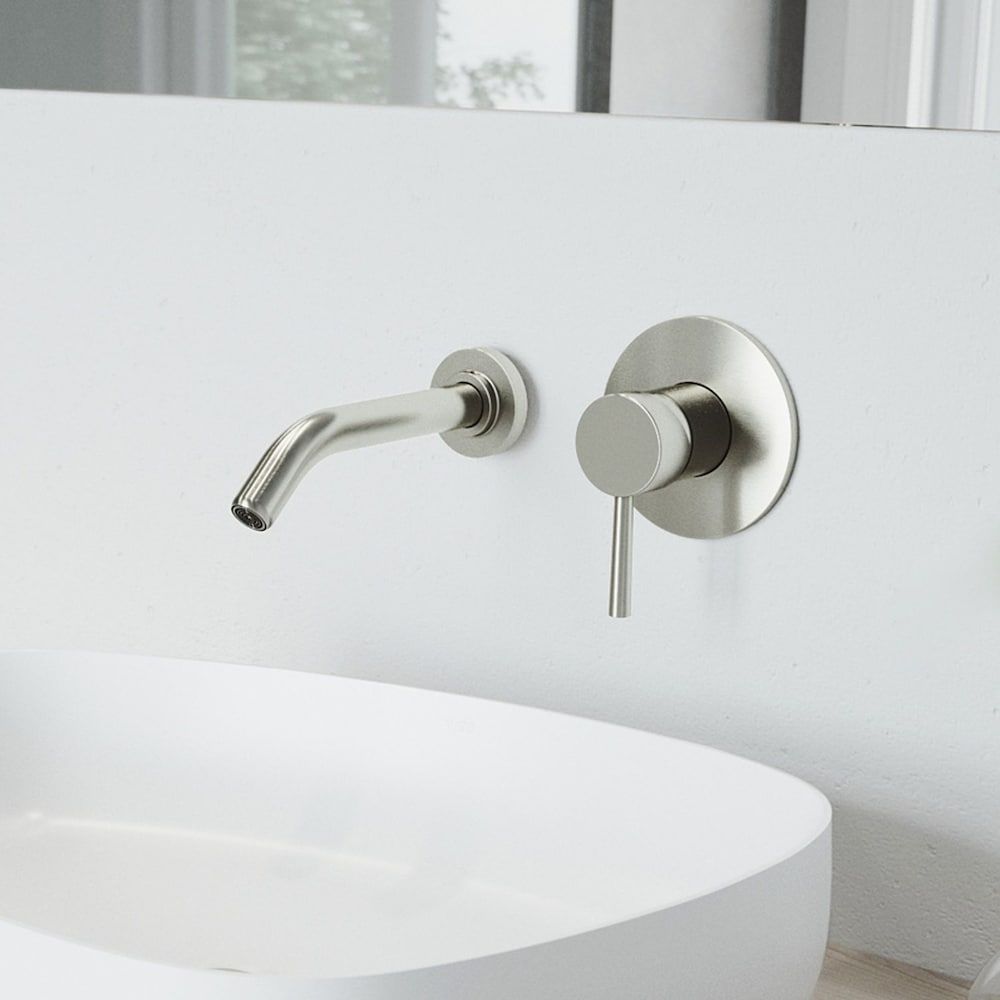 Robinet de salle de bain mural à poignée unique Olus en nickel brossé