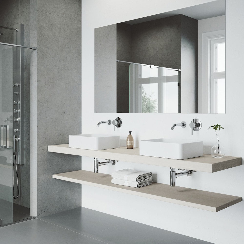 Robinet de salle de bain mural à poignée unique Olus en chrome