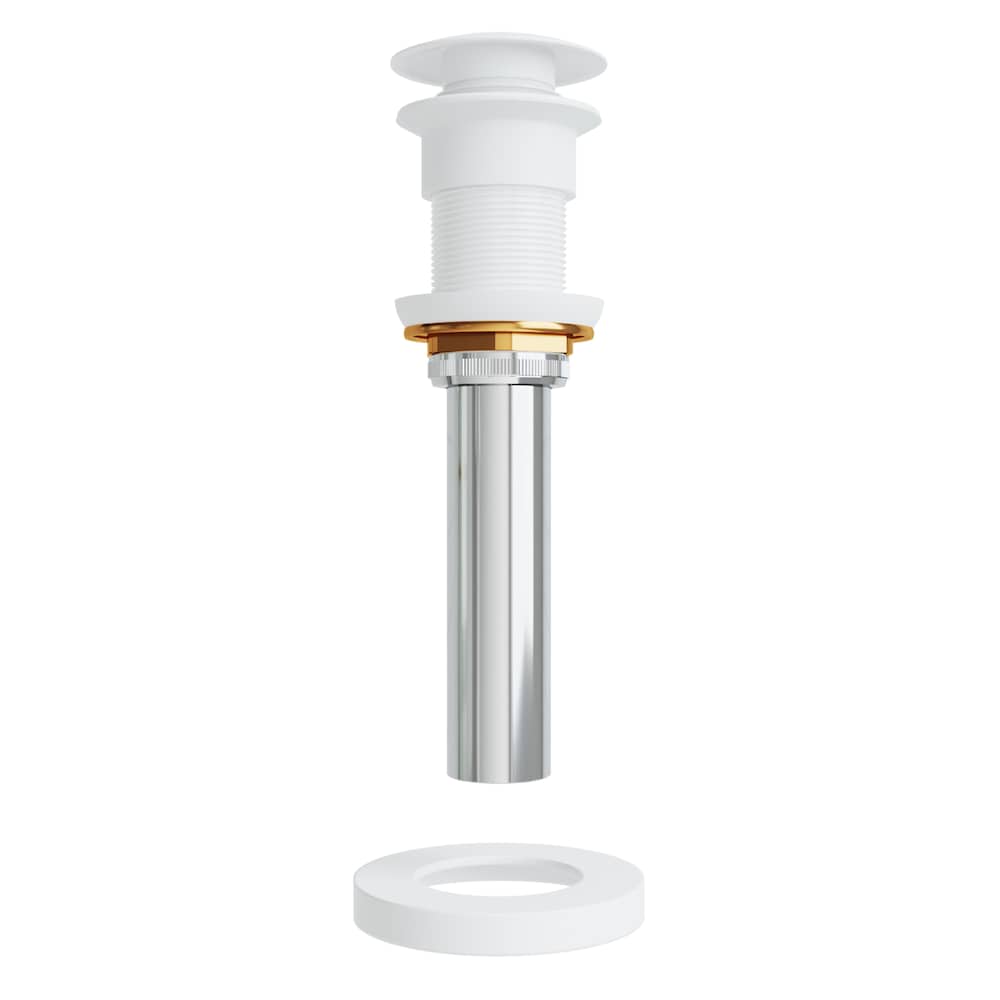Bonde escamotable pour lavabo de salle de bain et anneau de montage en blanc mat