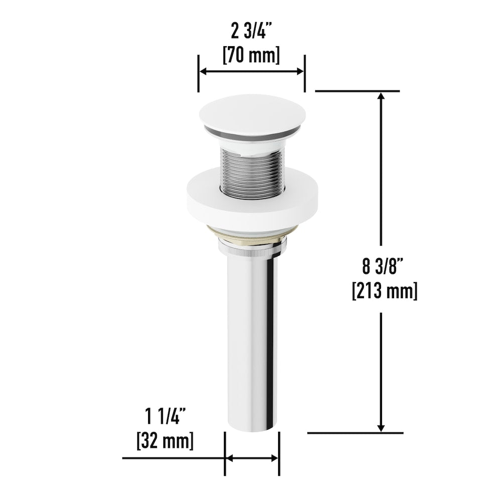 Bonde escamotable pour lavabo de salle de bain et anneau de montage en blanc mat