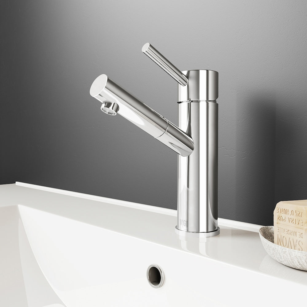 Robinet de salle de bain monotrou à poignée unique Noma en chrome