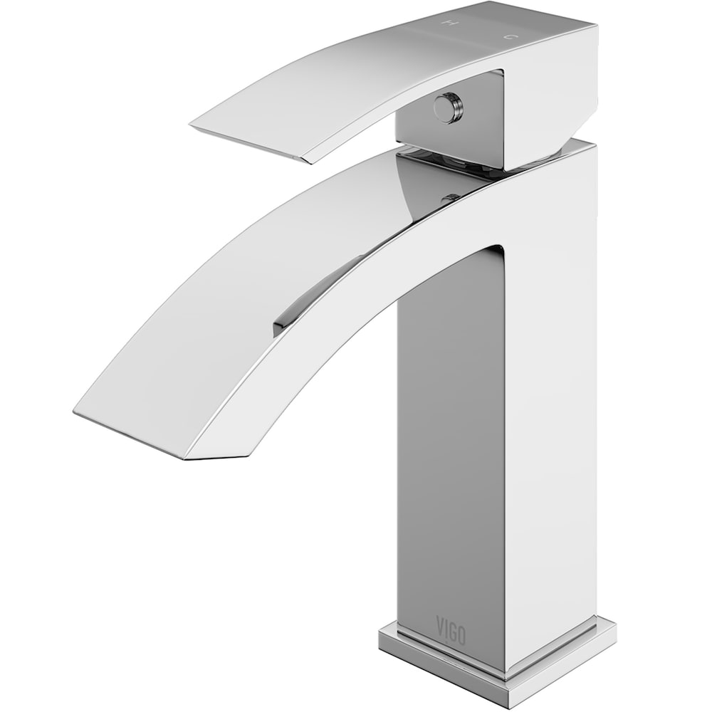 Robinet de salle de bain monotrou à poignée unique en cascade Satro en chrome