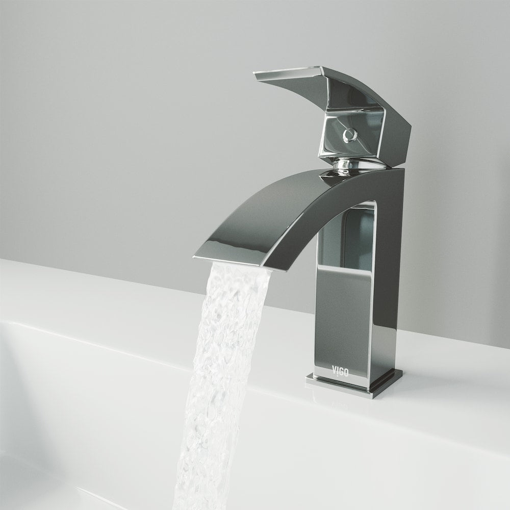Robinet de salle de bain monotrou à poignée unique en cascade Satro en chrome