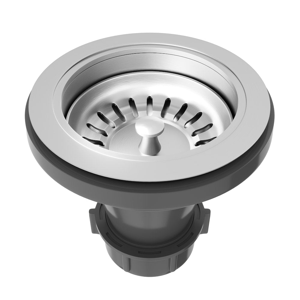 4" Kitchen Sink Drain Assembly with Strainer and Basket Stopper in Stainless Steel