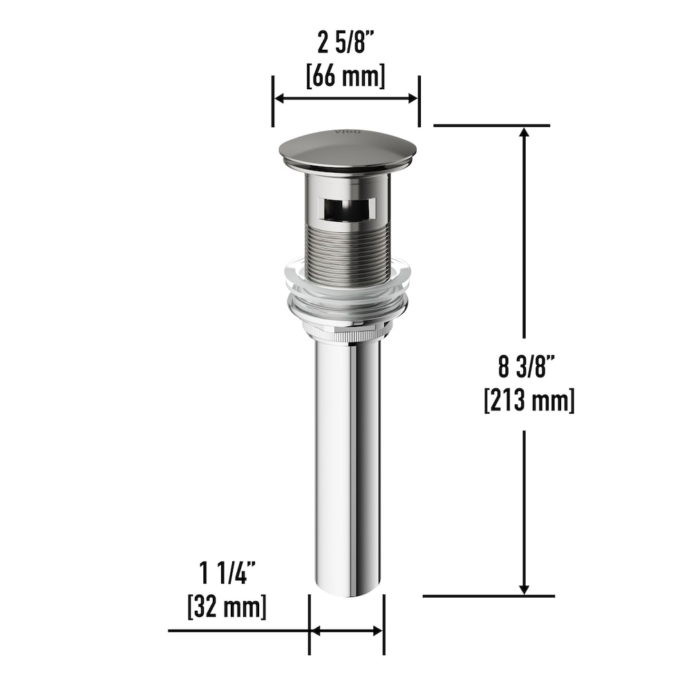 Bathroom Sink Pop-Up Drain with Overflow in Brushed Nickel
