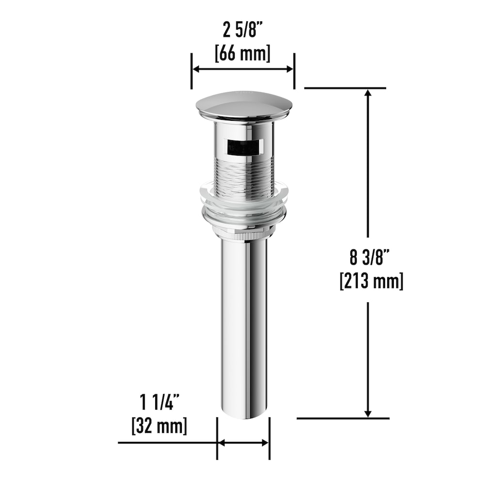 Bathroom Sink Pop-Up Drain with Overflow in Chrome
