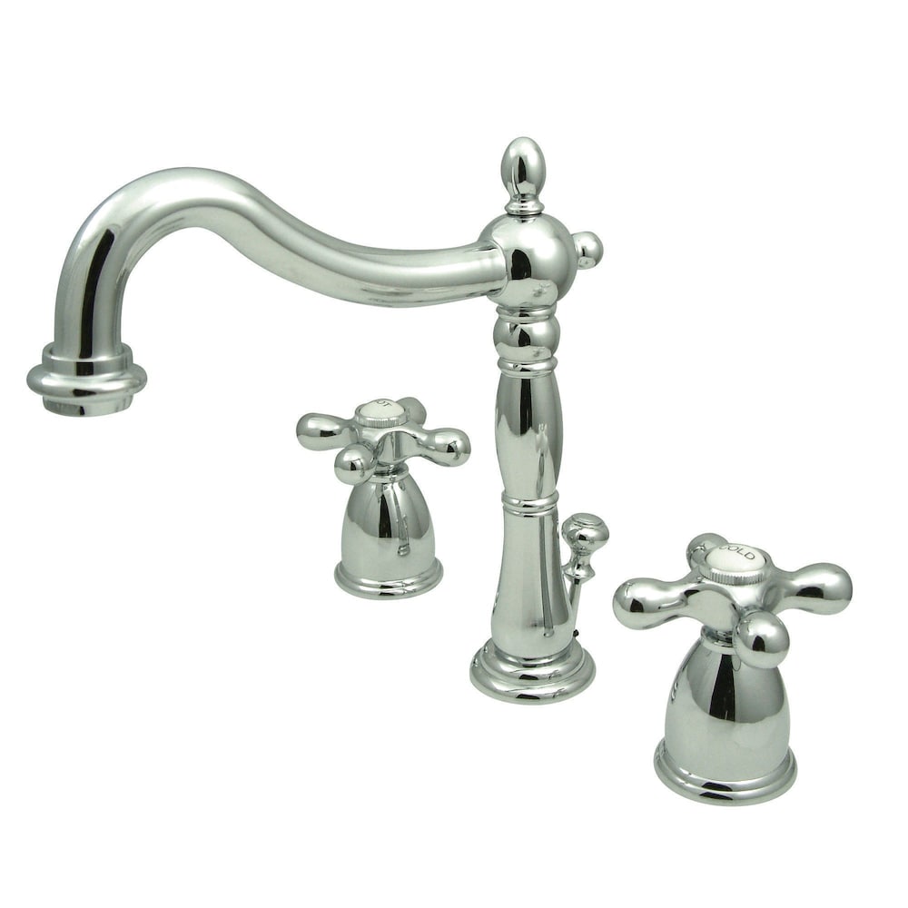 Robinet de salle de bain à arc élevé à 2 poignées (8 pouces) de style victorien en chrome avec poignées croisées