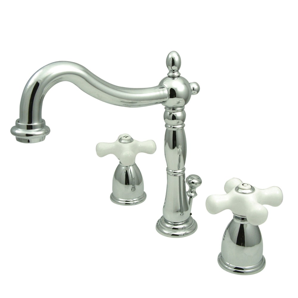 Robinet de salle de bain à arc élevé à 2 poignées (8 pouces) de style victorien en chrome avec poignées croisées