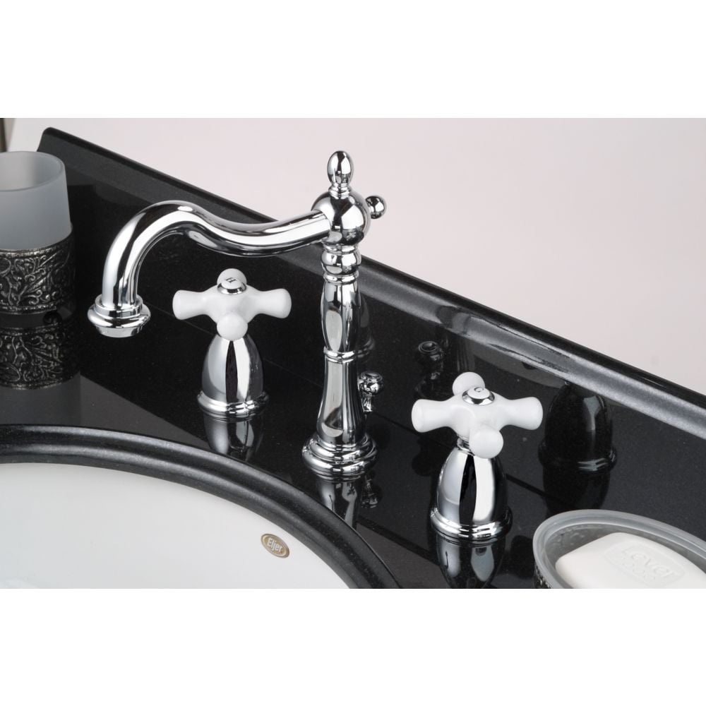 Robinet de salle de bain à arc élevé à 2 poignées (8 pouces) de style victorien en chrome avec poignées croisées