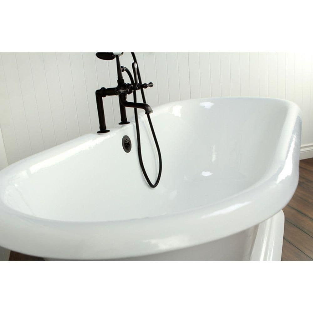 6 Feet Cast Iron Double Ended Pedestal Bathtub with 7-Inch Deck Holes in White