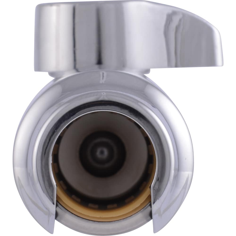 1/2 inch x 1/4 inch Chrome Brass Push-to-Connect Compression Straight Stop Valve