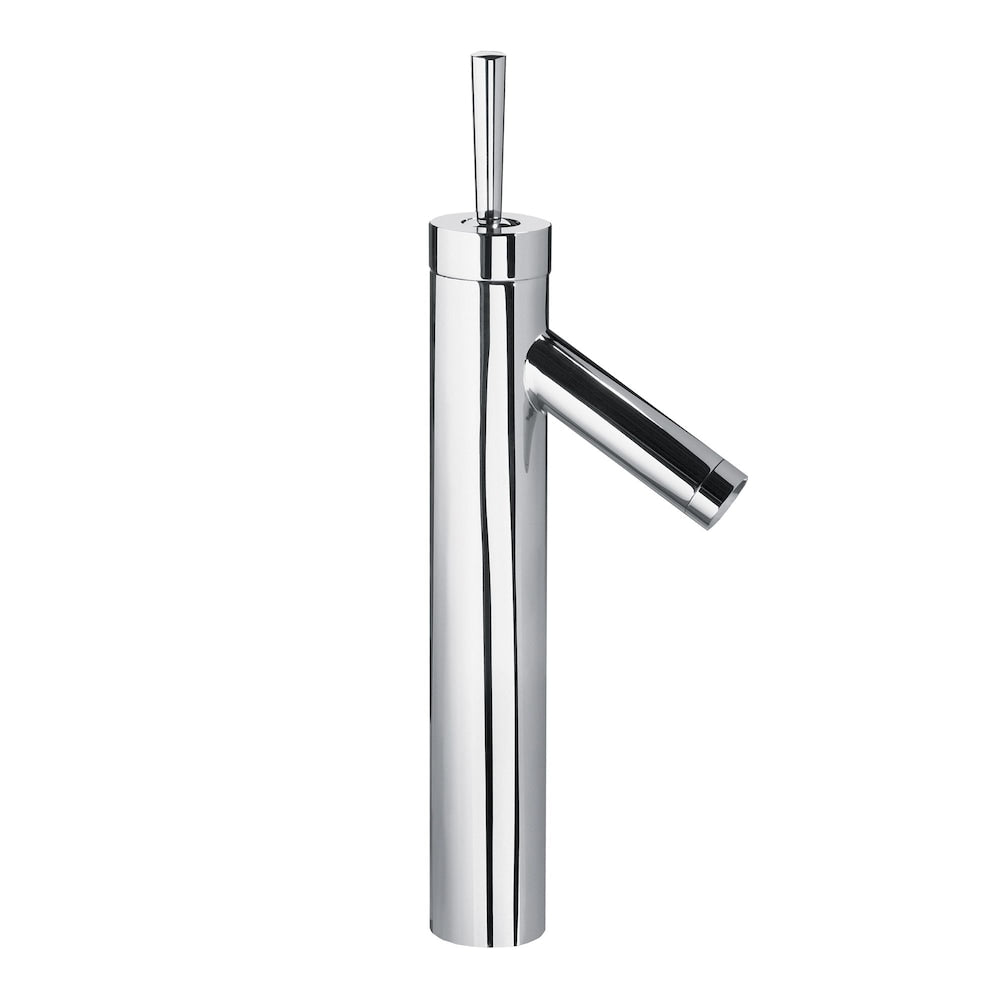 Robinet de salle de bain à arc élevé à 1 poignée et trou unique en chrome avec poignée à levier