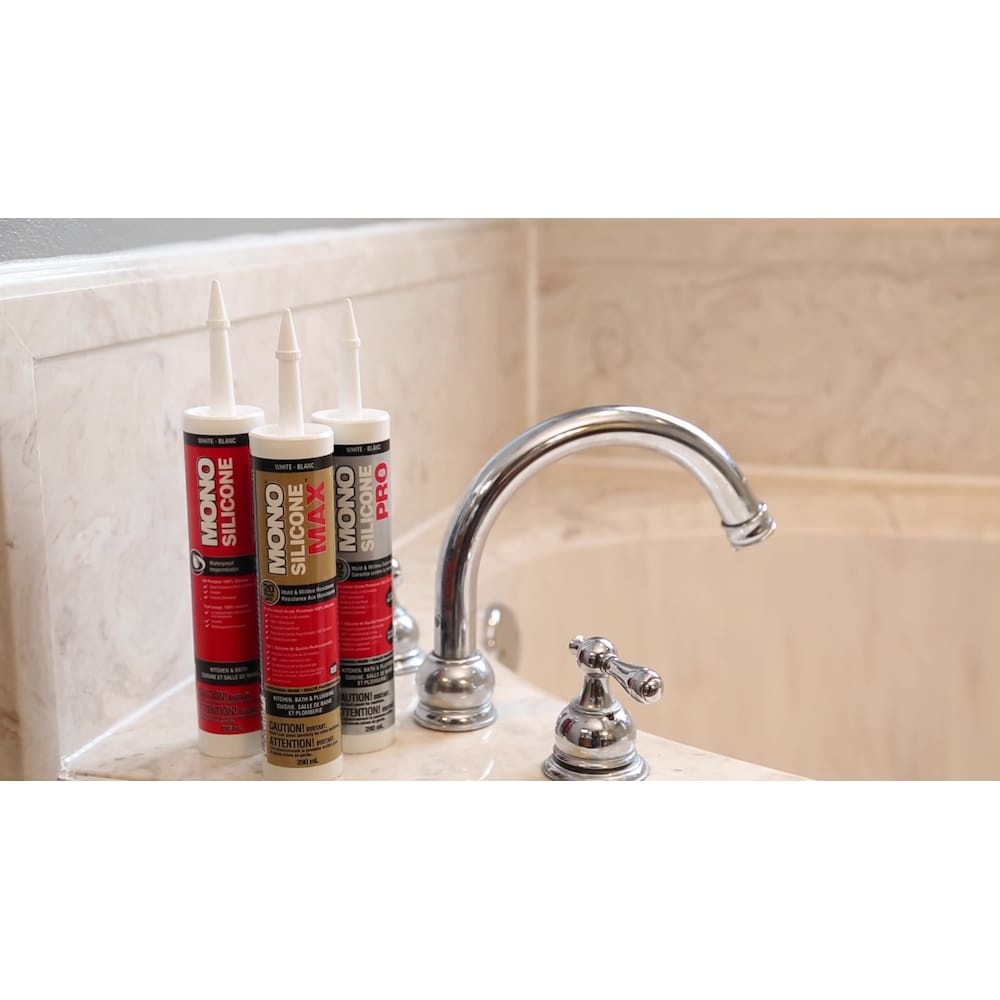 MONO® SILICONE MAX Mastic de qualité supérieure 100 % silicone pour cuisine, salle de bain et plomberie Transparent 290 ml