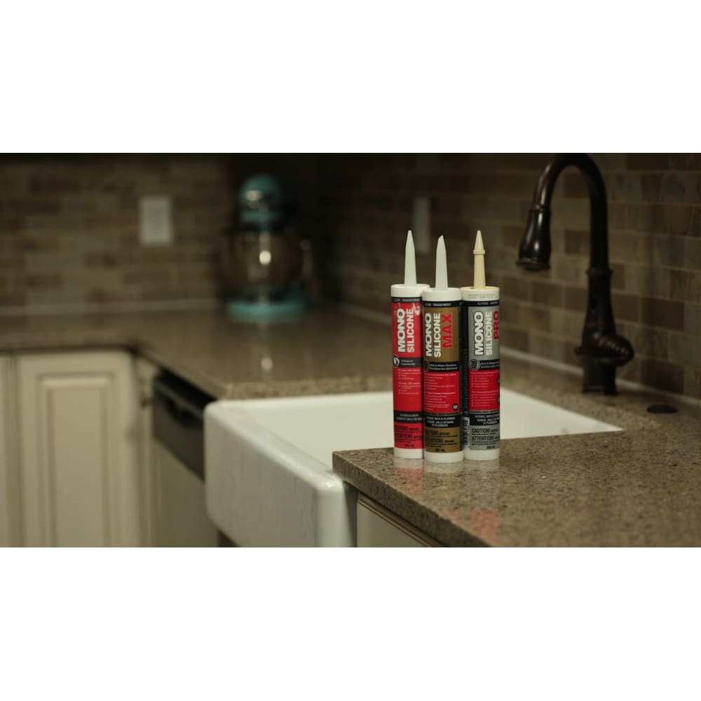 MONO® SILICONE MAX Mastic de qualité supérieure 100 % silicone pour cuisine, salle de bain et plomberie Transparent 290 ml