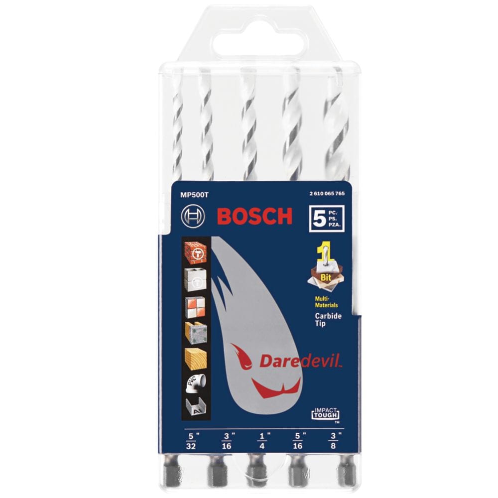 Multi-Purpose Carbide Drill Bits for Drilling Tile, Masonry, Wood, Metal and Concrete (5-Piece)