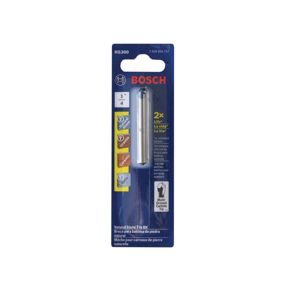 1/4-inch Carbide Tipped Natural Stone Tile Drill Bit for Granite, Slate, Ceramic and Glass Tiles