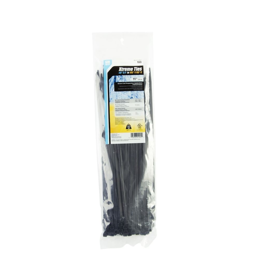 Collier de serrage Xtreme de 11 pouces noir, 20/sac
