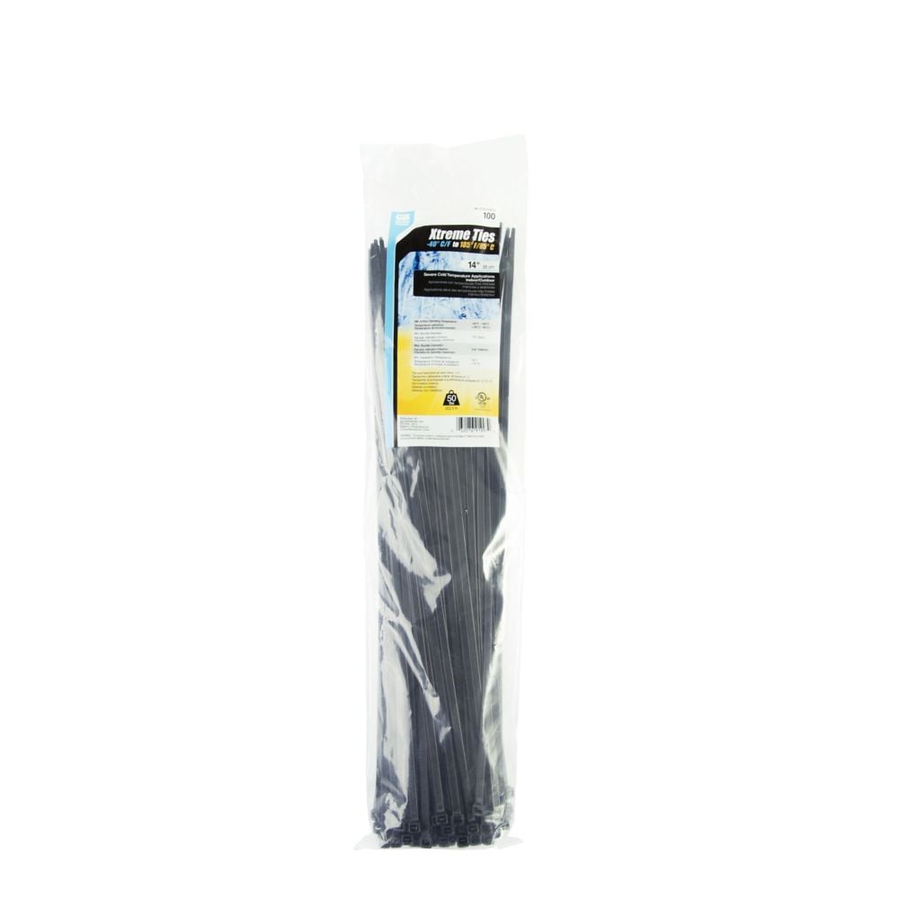 Collier de serrage Xtreme de 14 pouces noir, 20/sac