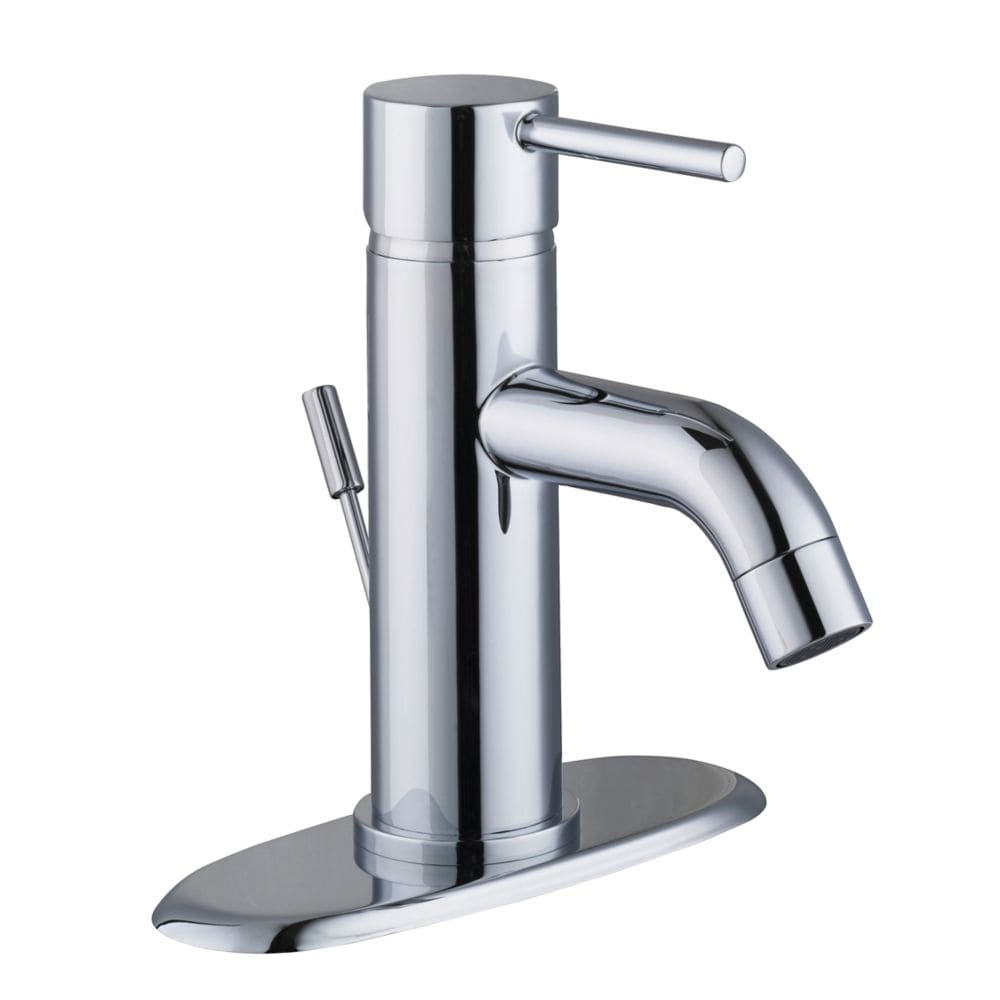 Robinet de salle de bain moderne à un trou et à levier en arc moyen en chrome