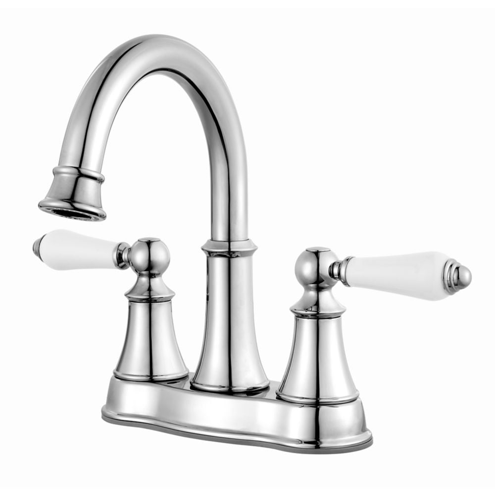Robinet de lavabo de salle de bain à 2 poignées et 4 pouces en chrome à ensemble central Courant