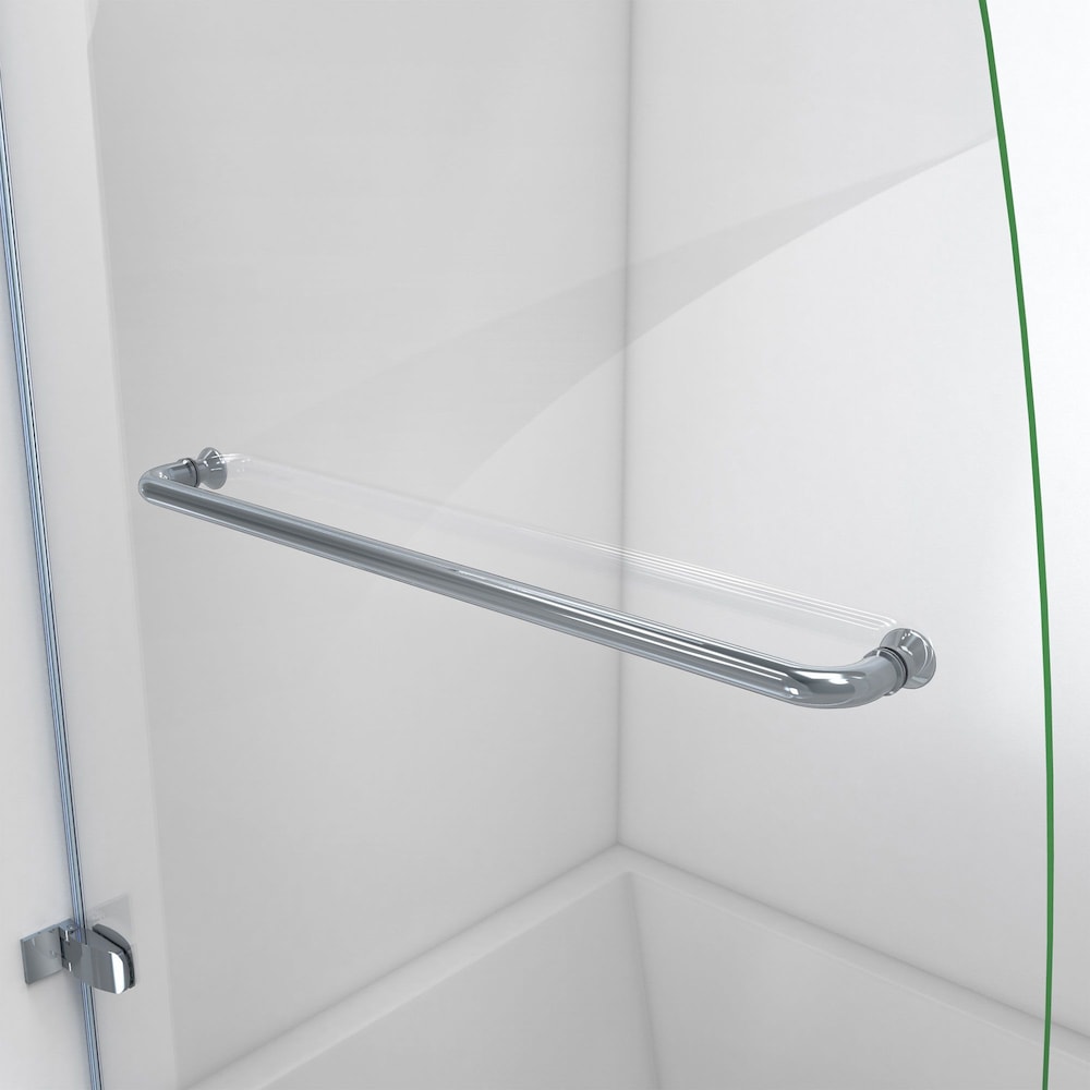 Porte de baignoire pivotante sans cadre Aqua Uno de 34 po de largeur x 58 po de hauteur en chrome avec verre trempé transparent
