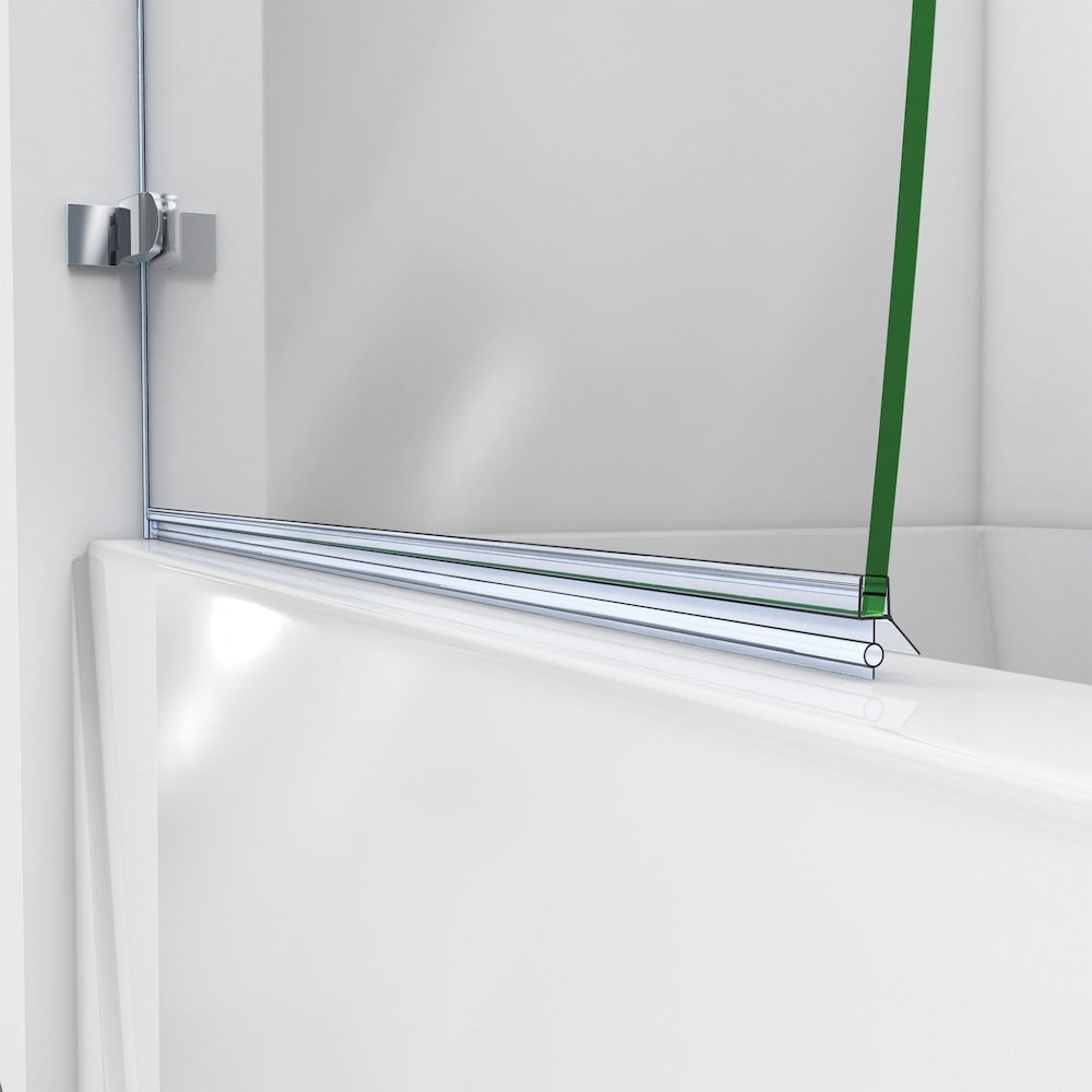 Porte de baignoire pivotante sans cadre Aqua Uno de 34 po de largeur x 58 po de hauteur en chrome avec verre trempé transparent