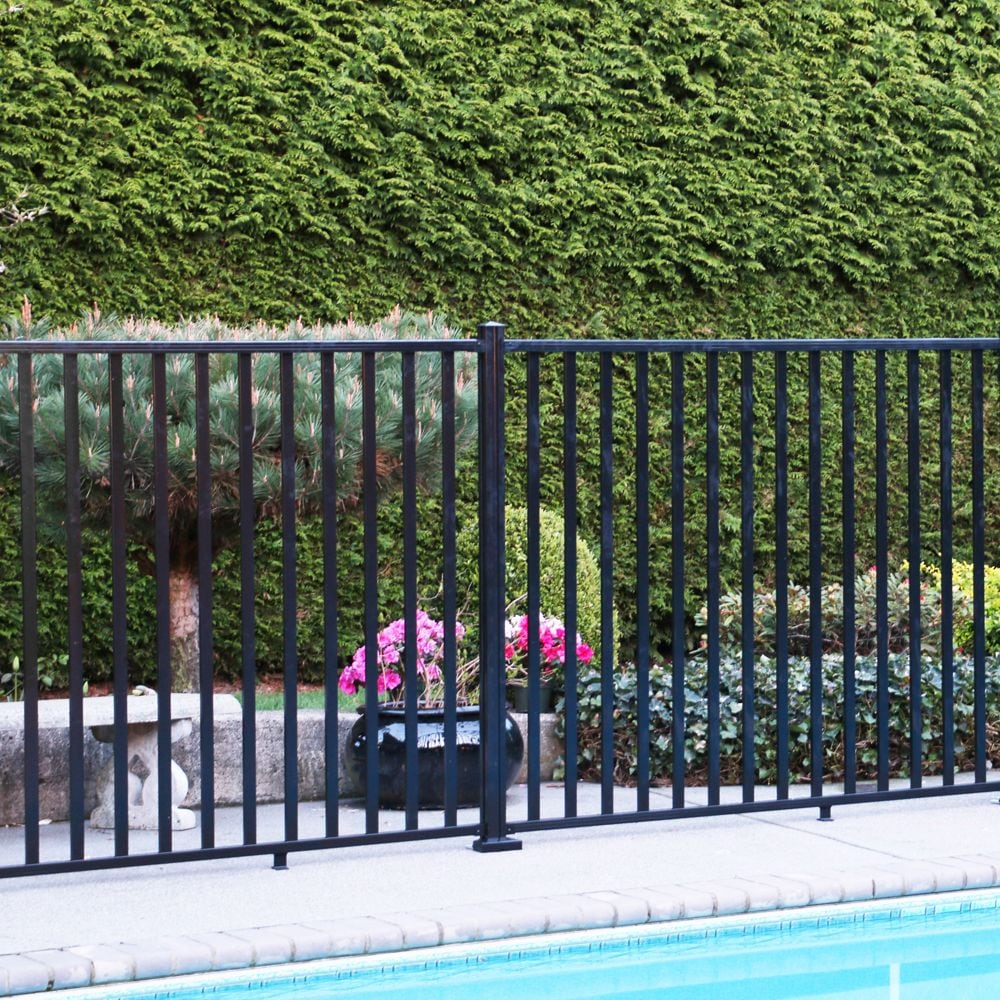 AquatinePLUS 44-inch W x 4 ft. H Aluminum Metal Rail Kit in Black for Pool Fencing Glass Panels