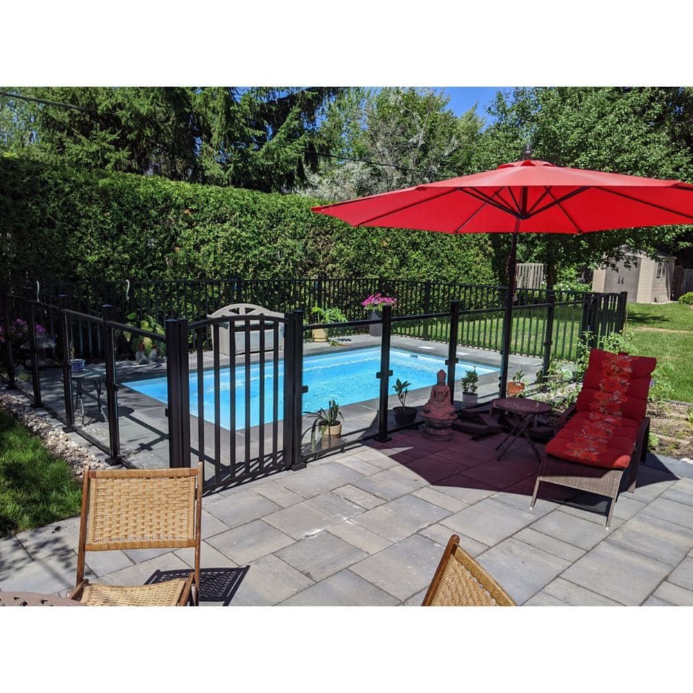 AquatinePLUS 44-inch W x 4 ft. H Aluminum Metal Rail Kit in Black for Pool Fencing Glass Panels