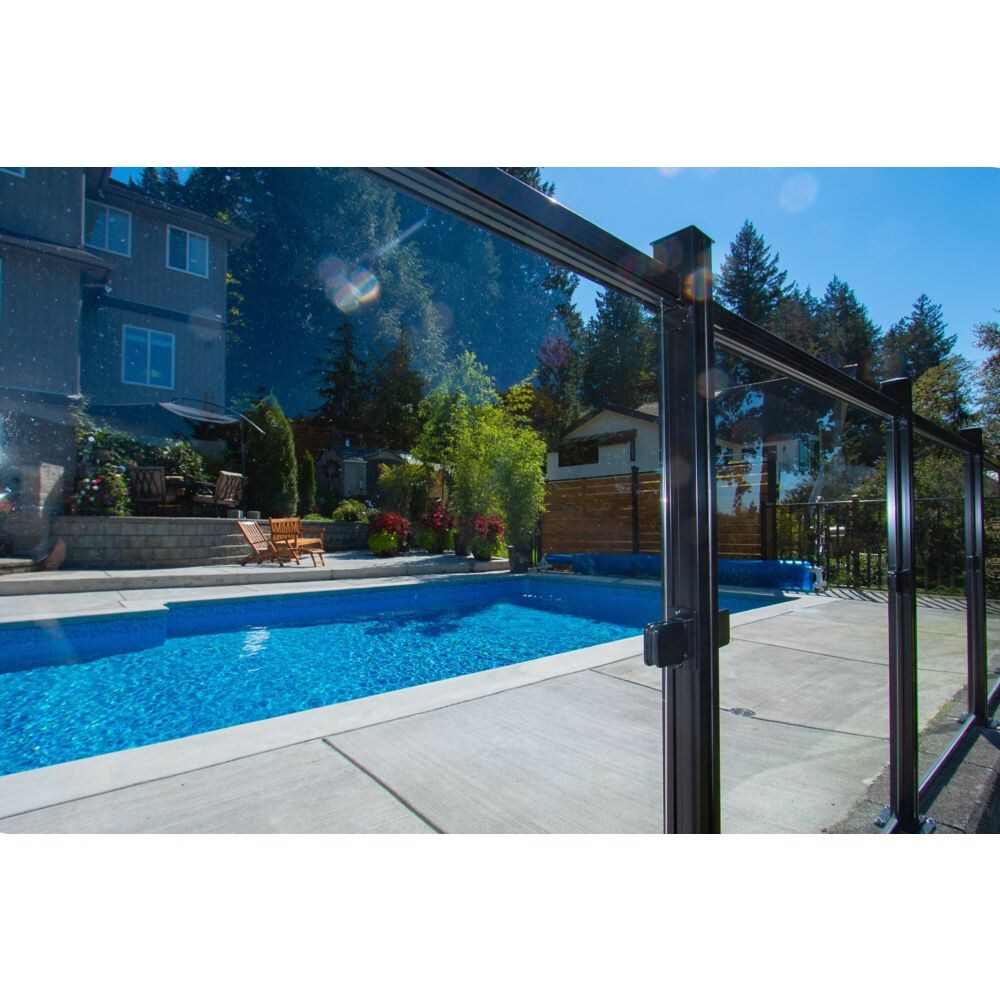 AquatinePLUS 44-inch W x 4 ft. H Aluminum Metal Rail Kit in Black for Pool Fencing Glass Panels