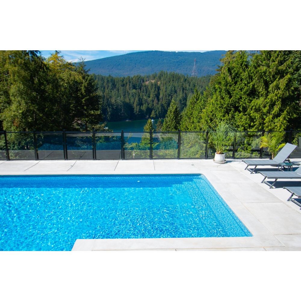 AquatinePLUS 44-inch W x 4 ft. H Aluminum Metal Rail Kit in Black for Pool Fencing Glass Panels