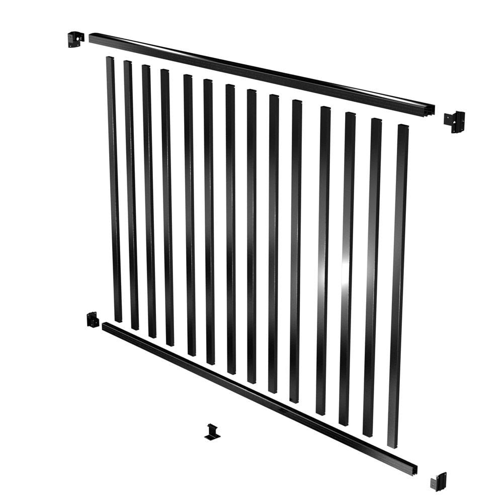 AquatinePLUS 6 ft. W x 4 ft. H Aluminum Metal Rail and Picket Kit in Black for Pool Fencing