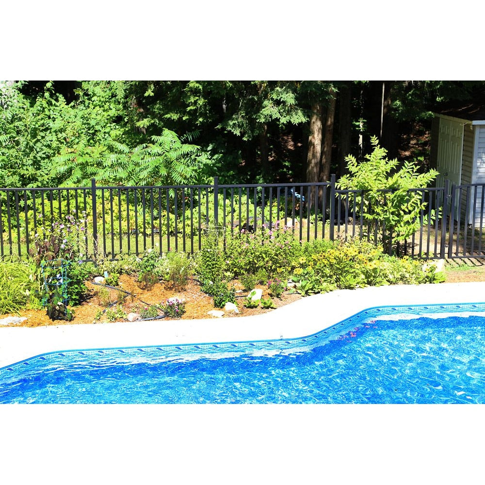 AquatinePLUS 4 ft. H Aluminum Metal Soft Surface Fence Post in Black for Pool Fencing