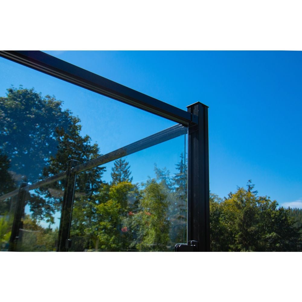 Poteau de clôture en aluminium pour surface dure AquatinePLUS de 4 pi de hauteur, noir, pour clôture de piscine