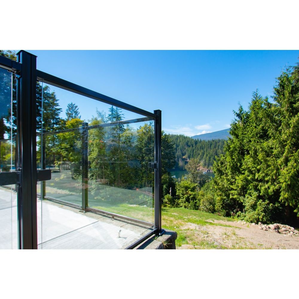 Poteau de clôture en aluminium pour surface dure AquatinePLUS de 4 pi de hauteur, noir, pour clôture de piscine