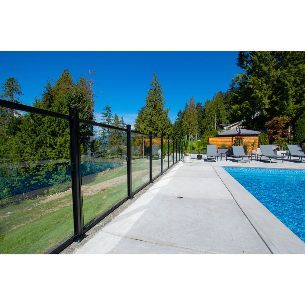Poteau de clôture en aluminium pour surface dure AquatinePLUS de 4 pi de hauteur, noir, pour clôture de piscine