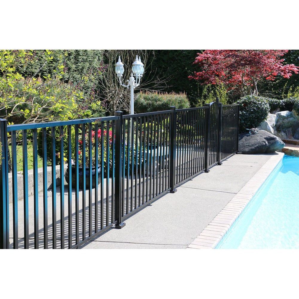 AquatinePLUS 4 ft. H Aluminum Metal Hard Surface Fence Post in Black for Pool Fencing
