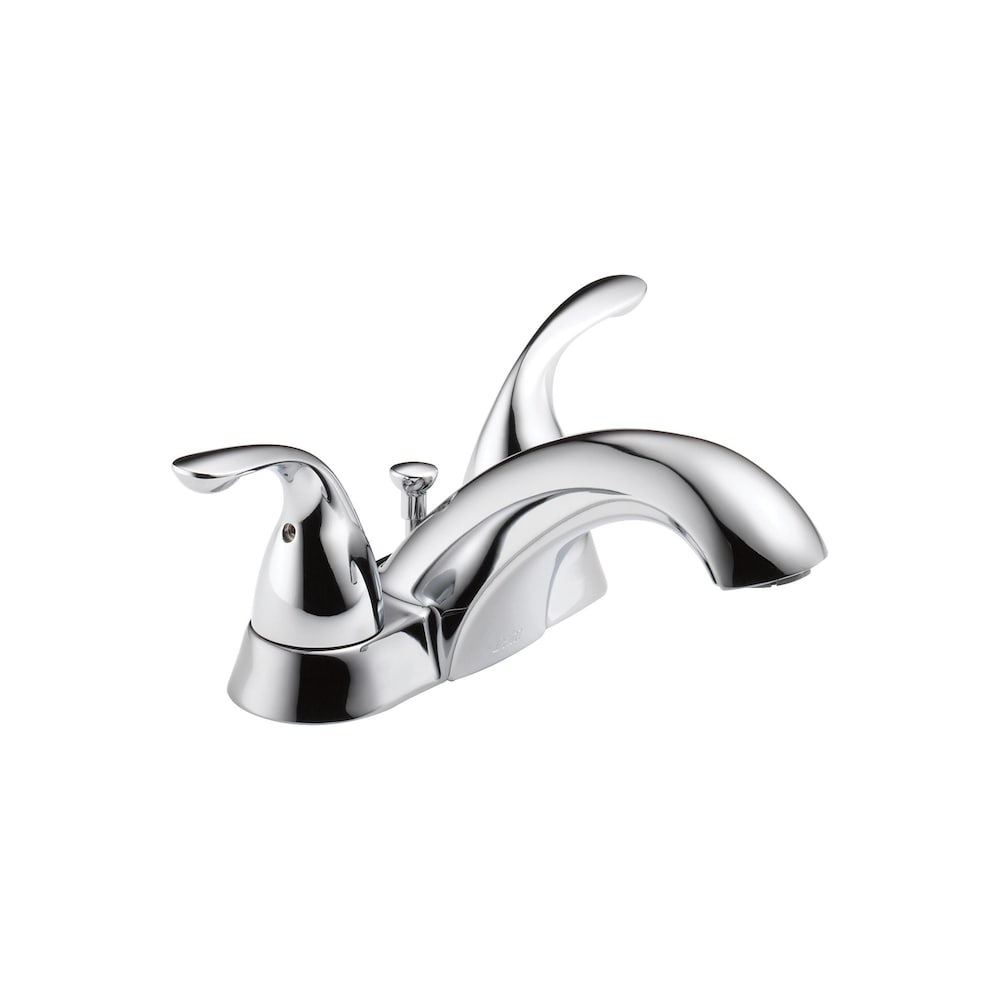 Robinet de salle de bain classique à deux poignées et levier central de 4 pouces à arc moyen en chrome