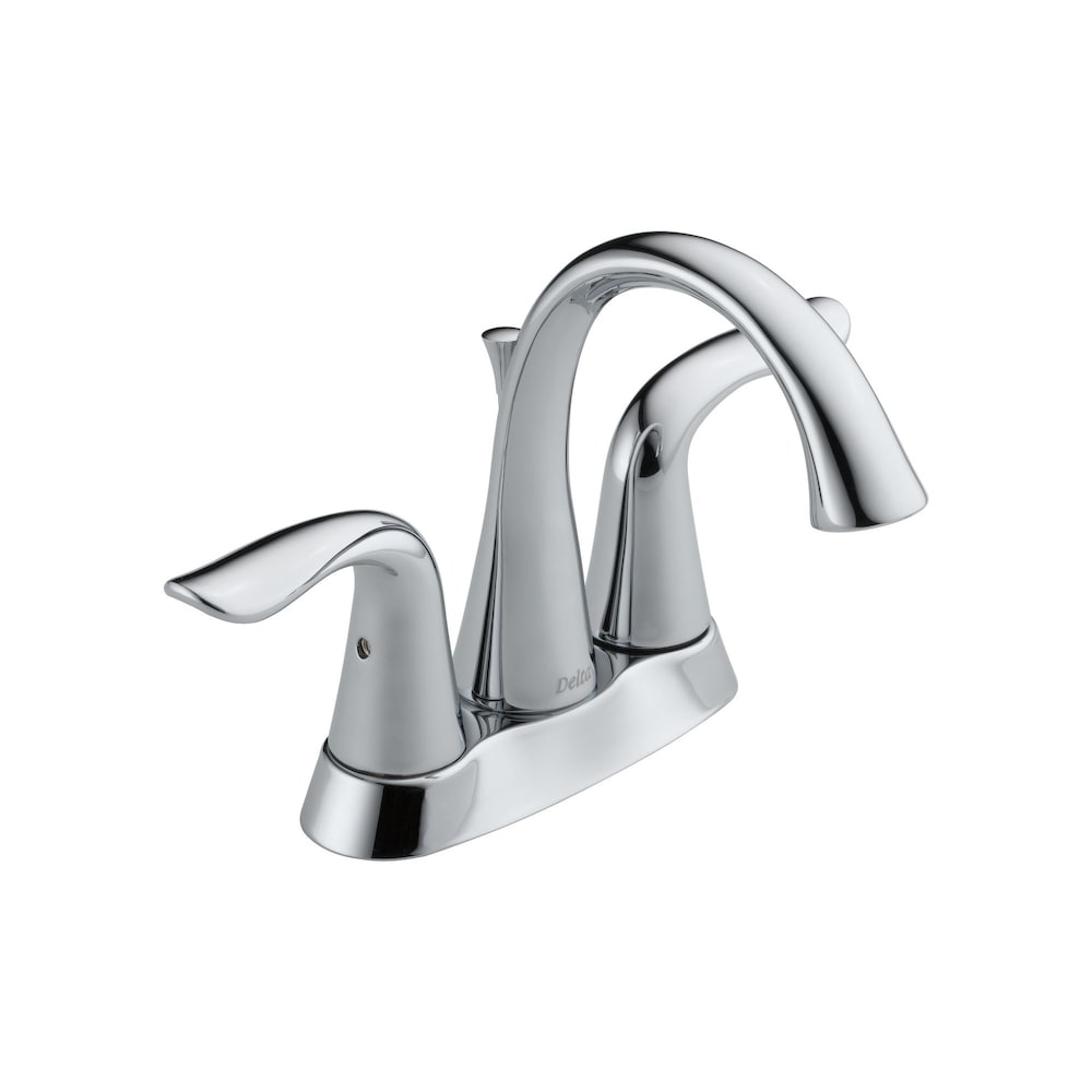 Robinet de lavabo de salle de bain à arc élevé à 2 poignées et à ensemble central de 4 pouces Lahara en chrome avec poignées à levier