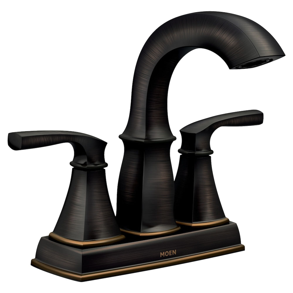 Robinet de lavabo de salle de bain à 2 poignées Hensley de 4 pouces en bronze méditerranéen (drain et valve inclus)