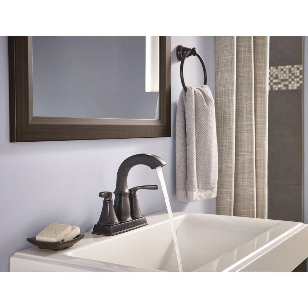 Robinet de lavabo de salle de bain à 2 poignées Hensley de 4 pouces en bronze méditerranéen (drain et valve inclus)