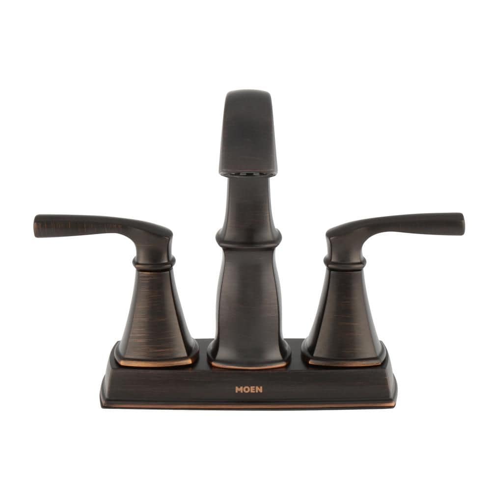 Robinet de lavabo de salle de bain à 2 poignées Hensley de 4 pouces en bronze méditerranéen (drain et valve inclus)